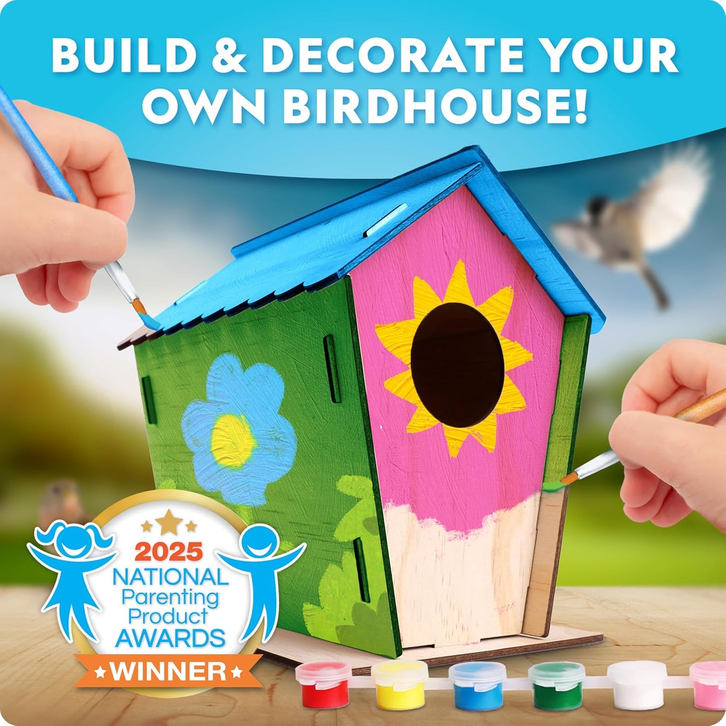 National Geographic Build a Bee Habitat Craft Kit for Kids – Paint & Build a House for Mason Bees, Outdoor Arts & Crafts, Nature Learning Activity, DIY Pollinator Garden Craft, Solitary Bee Hotel