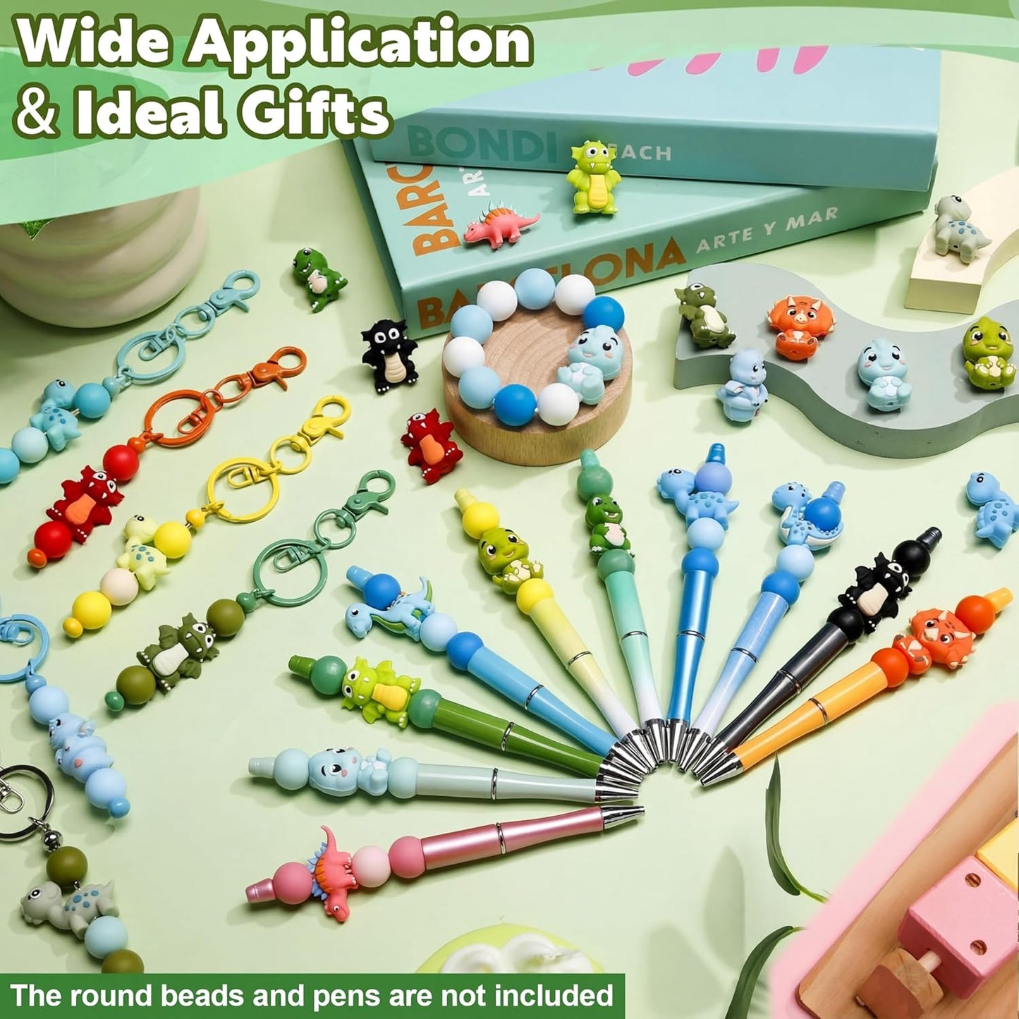 Ferreve 16 Pcs 3D Sports Football Beads Silicone Focal Beads for Keychain Making Pens for Beadable Keychain DIY Crafts Necklace Bracelet Phone Chain Charms Jewelry Making