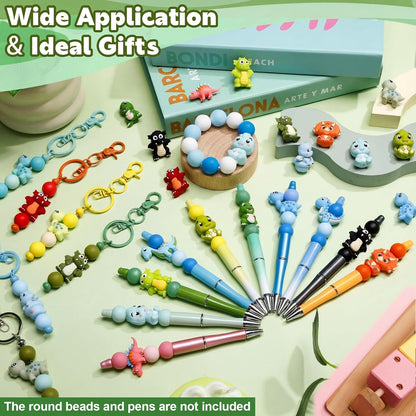 Ferreve 16 Pcs 3D Sports Football Beads Silicone Focal Beads for Keychain Making Pens for Beadable Keychain DIY Crafts Necklace Bracelet Phone Chain Charms Jewelry Making