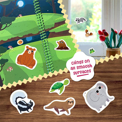 Stick4Ever Jelly Sticker Book - for Kids - Waterproof, Easy to Clean Reusable Sticker Book for Toddlers- Reusable Road Trip Activities for Kids - Stocking Stuffers for Toddlers (Wonderland)