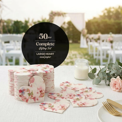 Heart Seed Paper – 50pcs Large Pink Plantable Wildflower, Writable & Plantable Gift for Moms, Plant Lover, & Teachers, Ideal for Weddings, Baby Shower, Memorial, & Celebrations