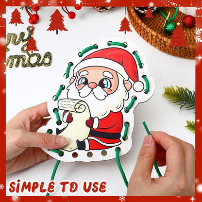Montessori Wooden-Lacing Cards, Fine Motor Skills, Cute Bear Lacing Cards (Forest)
