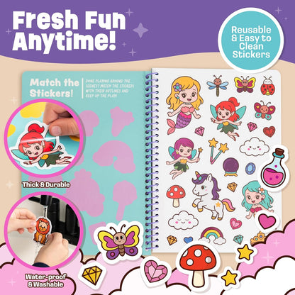 Reusable Jelly Sticker Book - Farm, 7 Scenes - 50 Thick Washable Stickers for Toddlers & Kids: Animals Stickers for Kids, Gift for Ages 3-5 Years Old - Toddler Travel Toys 2-4, Road Trip Activities