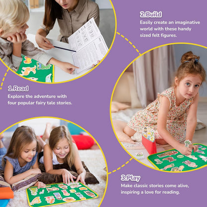 CHEFAN Felt/Flannel Board Story Set of 4, PRECUT Felt Pieces for Preschool Toddlers Circle Time,We are Going On A Bear Hunt, Mary Had A Little Lamb, Little Bo-Peep, Little Boy Blue
