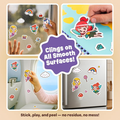Reusable Jelly Sticker Book - Farm, 7 Scenes - 50 Thick Washable Stickers for Toddlers & Kids: Animals Stickers for Kids, Gift for Ages 3-5 Years Old - Toddler Travel Toys 2-4, Road Trip Activities