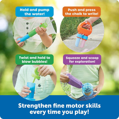 Learning Resources Helping Hands Outdoor Sensory Tools - Sensory Bin Toys, Outside Toddler Activities, Fine Motor Toy, Water and Sand Scoop Toys for Toddlers, Toddler Beach Activity Accessories