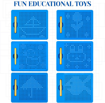 Yexiya 3 Pcs Magnetic Drawing Board for Kids, Toddler Travel Drawing Kit Magnet Sketch Thread Board with Stylus Pen and Beads Toy for Child Quiet Time Activities (7 x 8.5 Inches,Blue)
