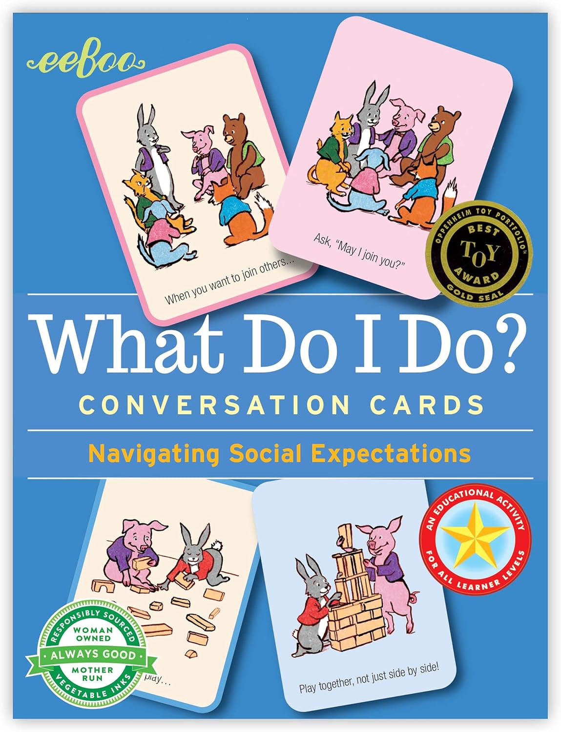 eeBoo: What Do I Do - 48 Conversation Flashcards, Develops Empathy Through Friendly Illustrations of Social Situations, Develop Social and Emotional Intelligence, for Ages 3 and up