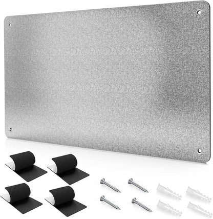 17.7" x 11.8" Black Metal Magnetic Board - Magnet Bulletin Board to Display Magnetic Letters Numbers Animal, Poetry, Spice Jars, Notes, Photos, Suitable for Wall, Refrigerator, Cubicle, Cabinet