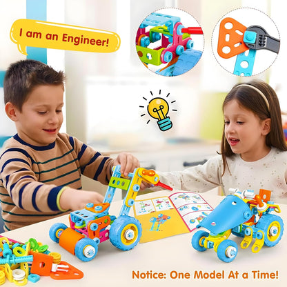 MOONTOY STEM Toys for 3 4 5 6 7 8+ Year Old Boy Birthday Gift, Building Toys for Kid Age 4-8 5-7 6-8 8-12, Preschool Educational Stem Kit Creative Activities for Boys Girls Christmas Idea Gift 118pcs