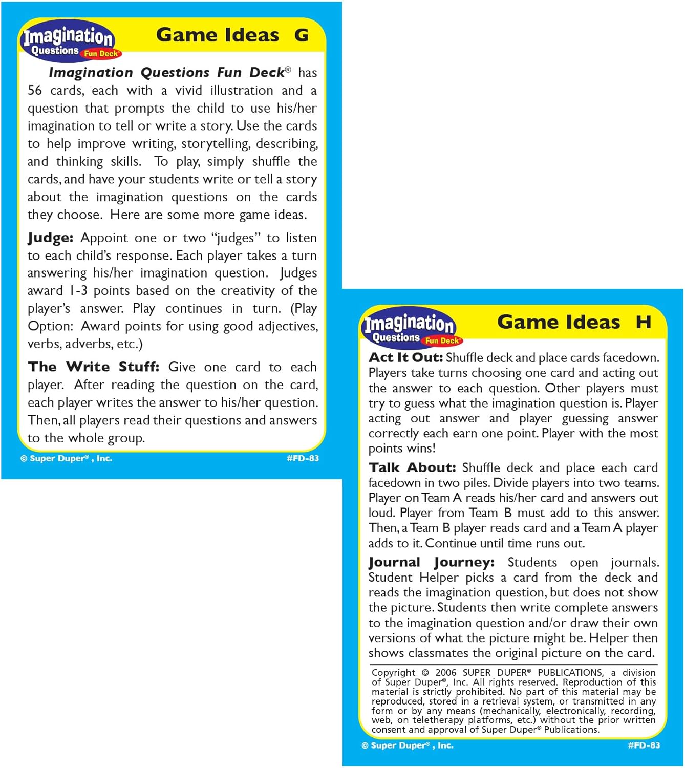 Super Duper Publications | Imagination Questions Fun Deck Flash Cards | Educational Learning Resource for Children