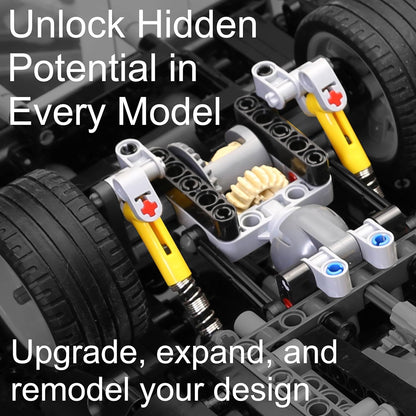 Habow 852pcs Technic-Parts Gears-Axle-Pin-Connector Compatible with Mainstream Brands, Shock-Absorber Wheels Chain Link Frame Joints Differential Engine Kit. MOC Pieces for Toy Building Sets
