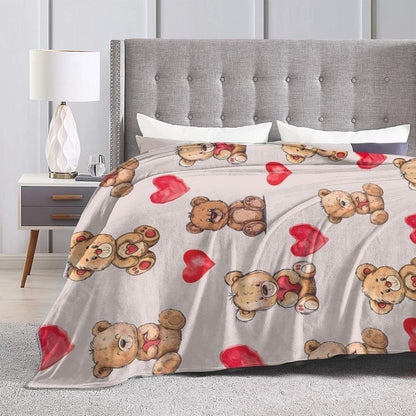 Bear Print Blanket Cute Baby Bear Fleece Throw Blanket Fuzzy Plush Super Soft Cozy Warm Decor Blanket Toddler Nursery Gifts for Boys Girls Kids Adult Men Women 40"x50"