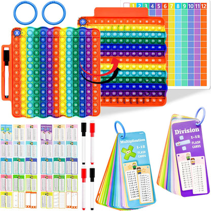 Multiplication Flash Cards + Division Flash Cards + Fingertip Bubbles Toy, Interesting Math Combination, Math Games for Children Aged 3 +