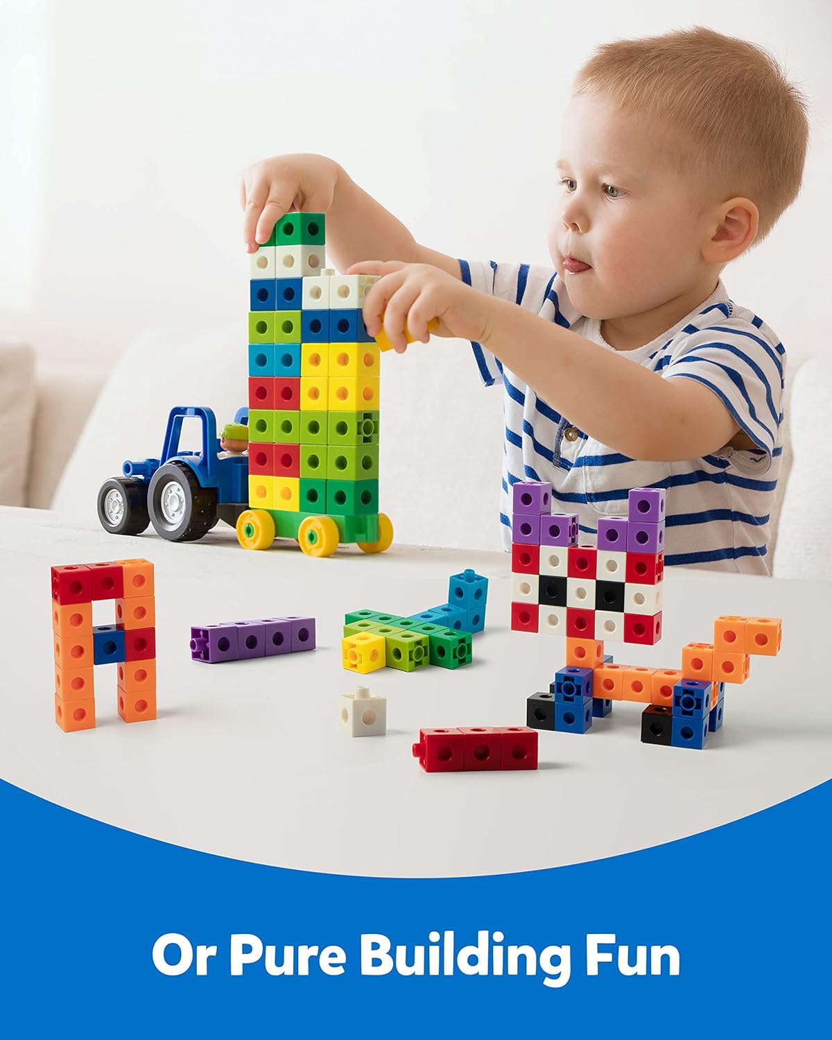Coogam Math Manipulatives, Math Game for Kids 3-8 with Number Counting Snap Linking Cube, 1st Grade Math Flashcards Toy Gift for Preschool Learning