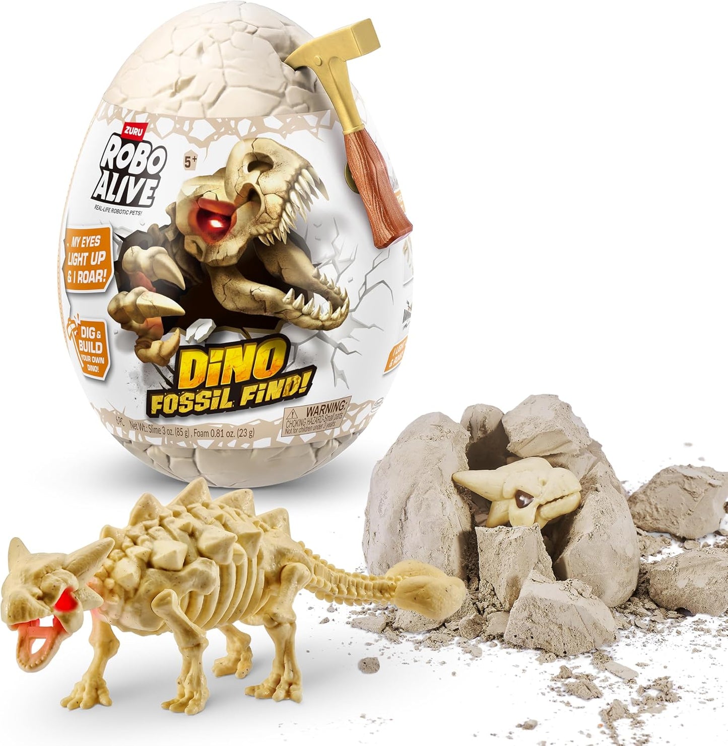 Robo Alive Dino Fossil Find - Ankylosaurus by ZURU Excavate Dinosaur Fossils Digging Kit Collectible Toy with Slime, Multi-Color, (7156E)