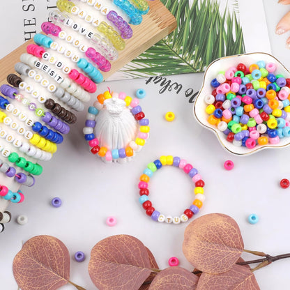Auvoua 1000Pcs Pony Beads Bracelet 9mm Yellow Plastic Barrel Pony Beads for Necklace,Hair Beads for Braids,Key Chain,Jewelry Making (Yellow)