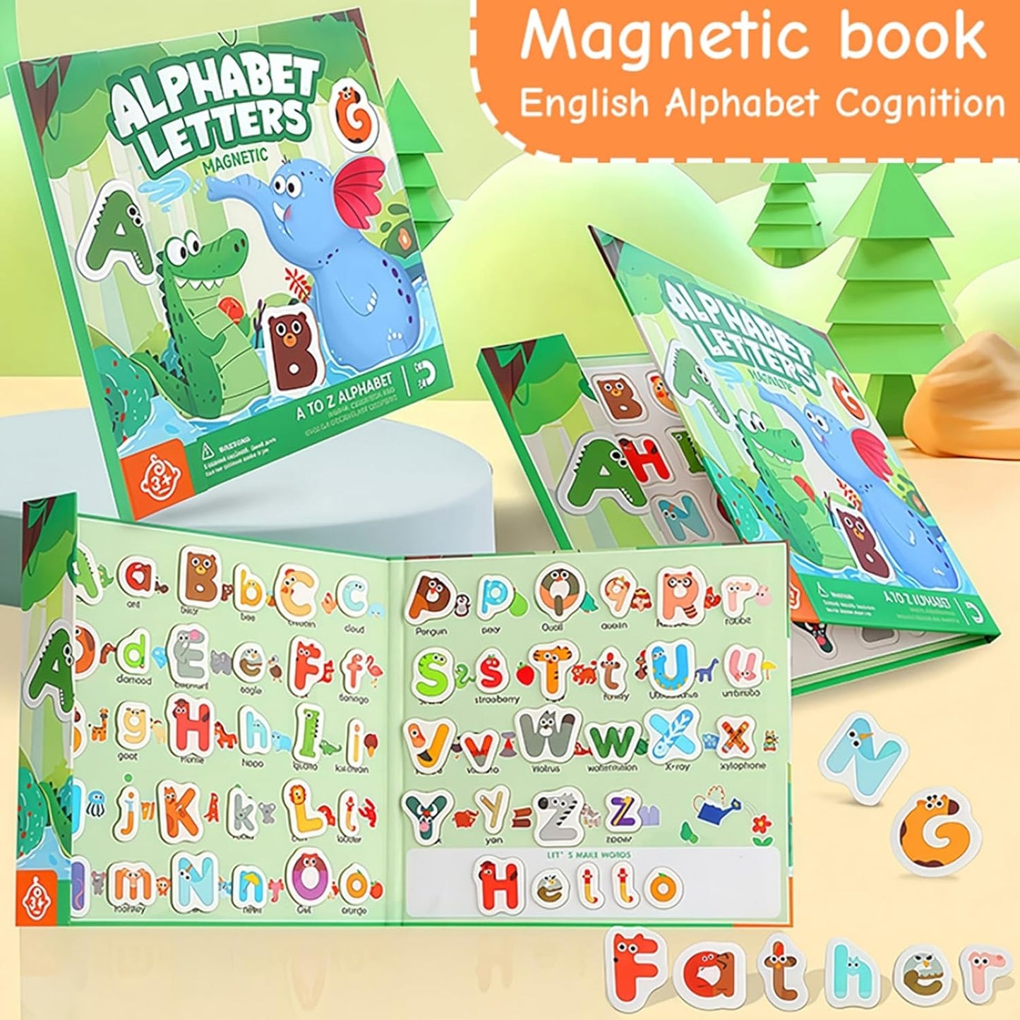 Magnetic Fraction Playbook & Fraction Manipulatives Set, Montessori Magnetic Fraction Book for Kids Grades K-3, Math Manipulatives with Fraction Tiles and Circles, Educational Fraction Games & Puzzle