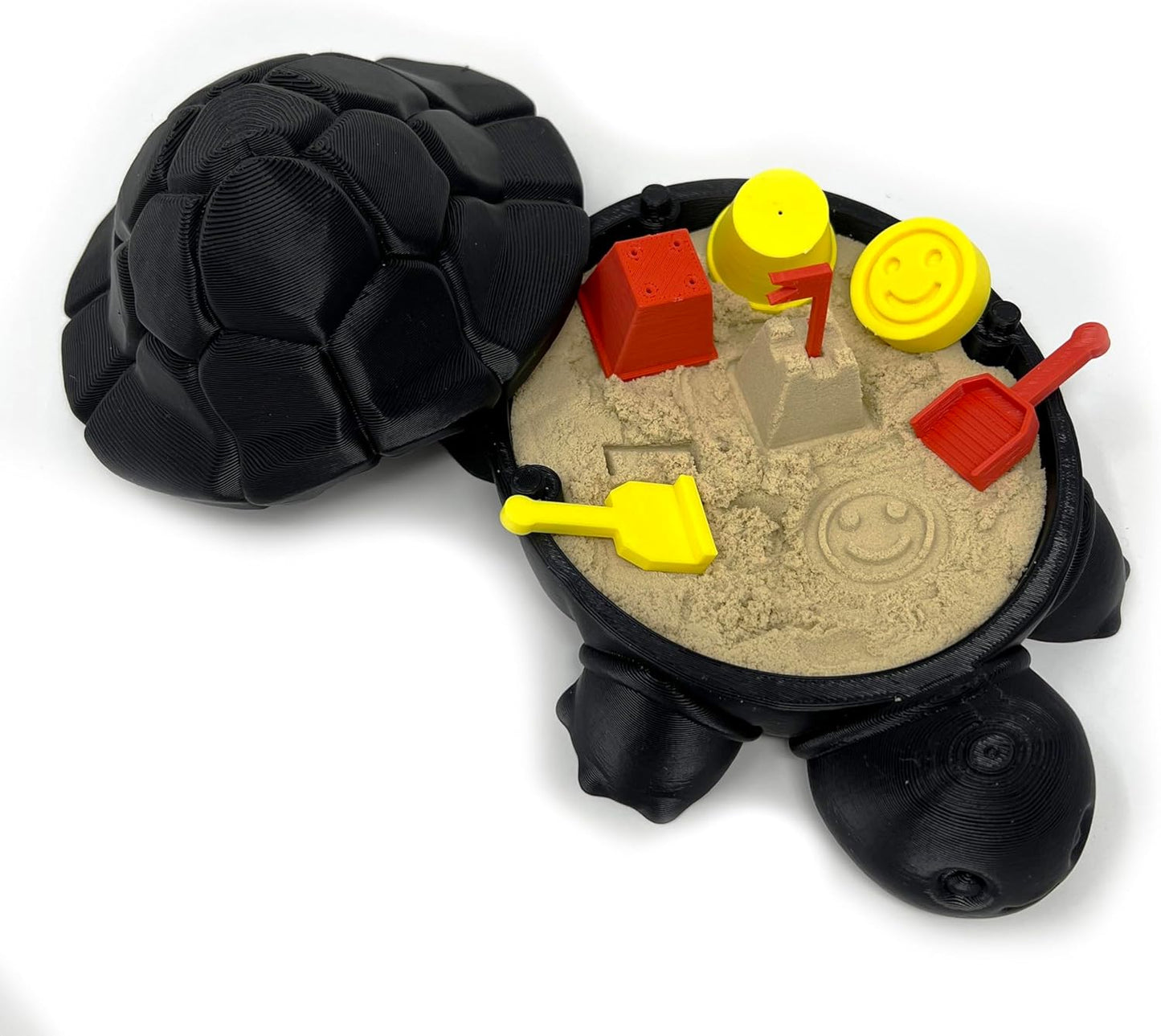 Munnygrubbbers - Mini Desktop Turtle Sand Box - 6 x 6 in - Stress Relief - Includes Soft Moldable Play Sand and Mini Tool Accessories - Novelty Gift - Desktop Decor - Zen Garden - (Lavender)