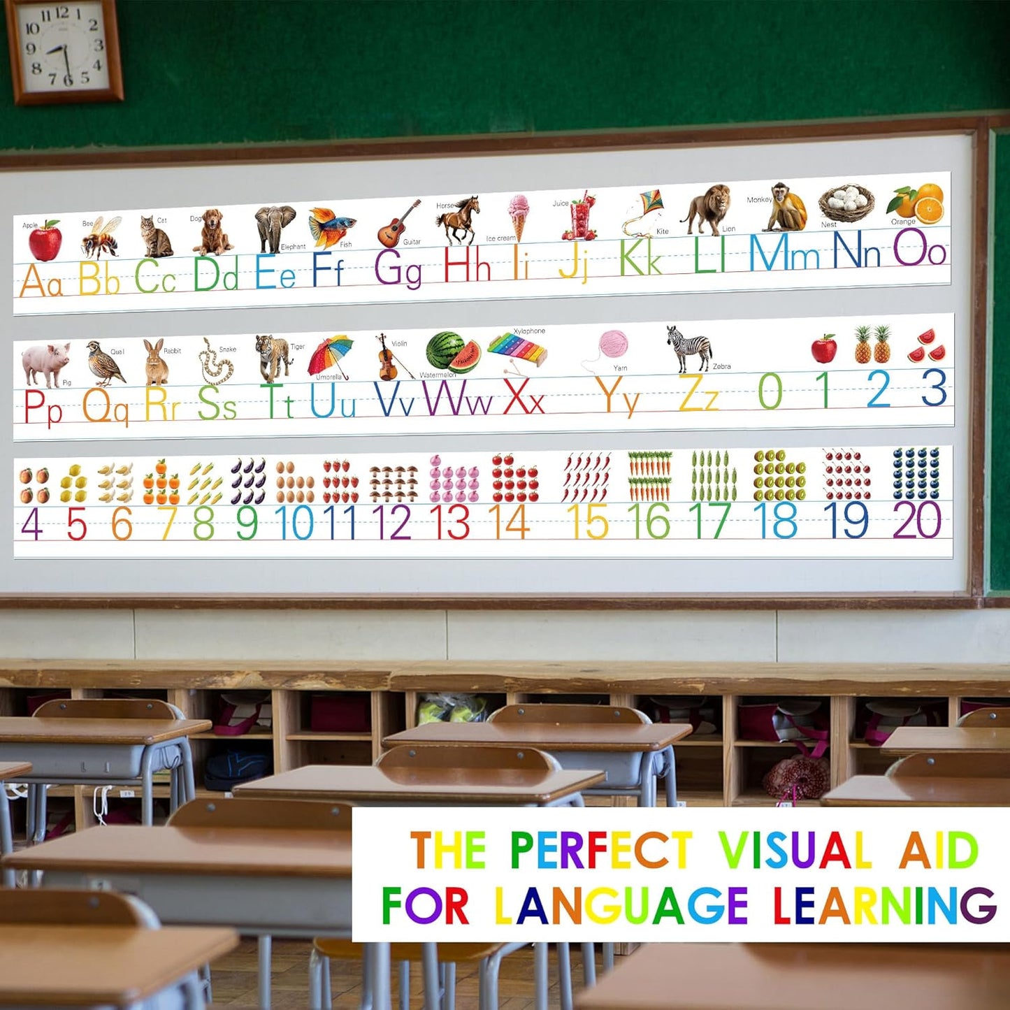 15 Pieces Cursive Alphabet Line Bulletin Board Set Alphabet Classroom Wall Strips Wall Decor for Pre-School Kindergarten Elementary Nursery Homeschool (Cursive)