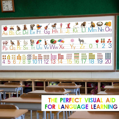 15 Pieces Cursive Alphabet Line Bulletin Board Set Alphabet Classroom Wall Strips Wall Decor for Pre-School Kindergarten Elementary Nursery Homeschool (Cursive)