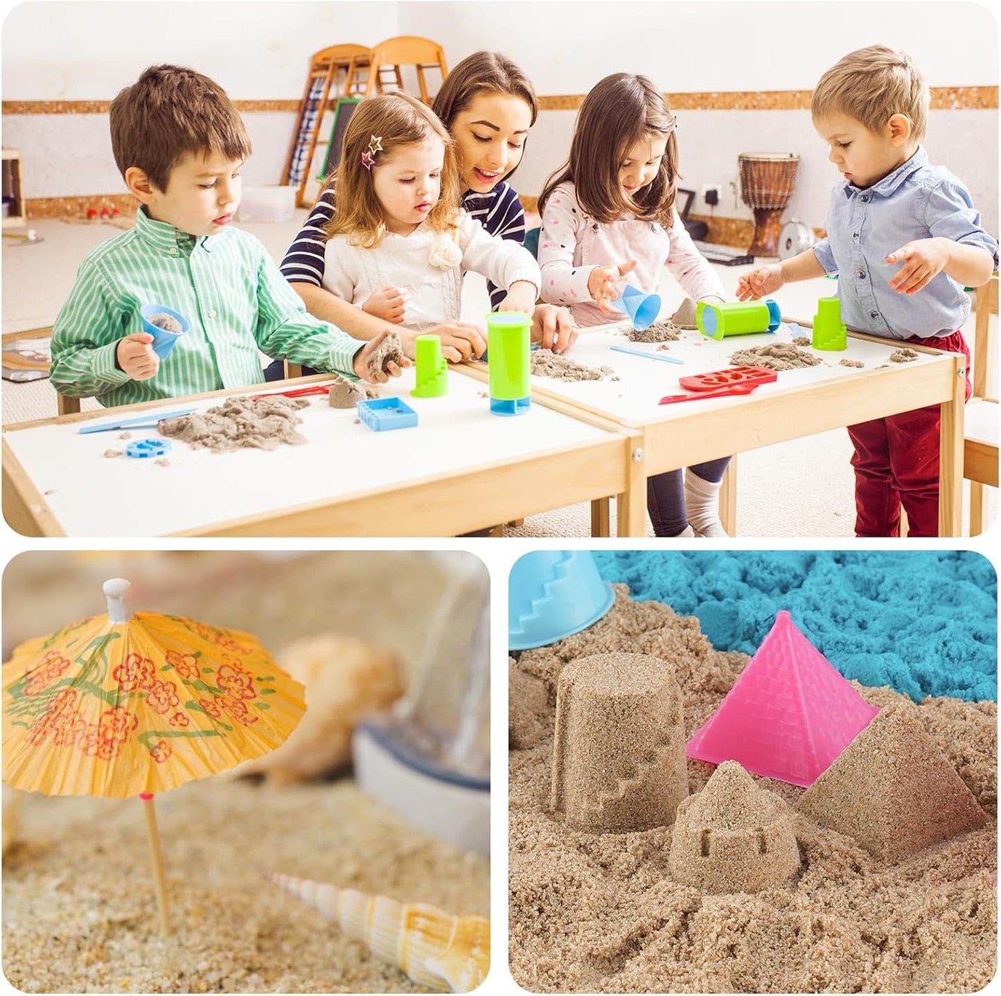 NiToy FlexiSand 19 lbs Moldable Self-Sticking Sand, Never Dries Out Fun for Over 3 Years Old Kids Bulk Refill for Sensory Sand Box Toys, Ideal for Shaping, Squeezing and Rolling (Dark Yellow)