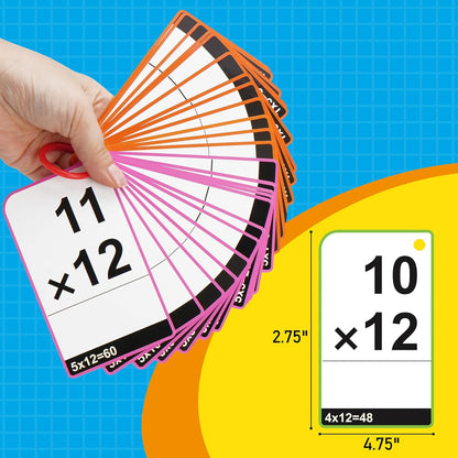 BenBen Multiplication Flash Cards 0-12, 91 Cards, Times Table Flash Cards with Rings, Multiplication Practice for Kids 8-12, 2nd 3rd 4th 5th 6th Grade, Math Flashcards for Homeschool Classroom