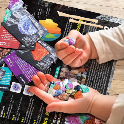 Gamerside Mineral Mining Kit Gem Dig Kit,Rock Dig Kit Dig up 12 Rock & Mineral Collection Gemstones & Crystals Diamond Mining Kit for Kids Gemology Mining Gift Rocks Minerals for Boys Girls