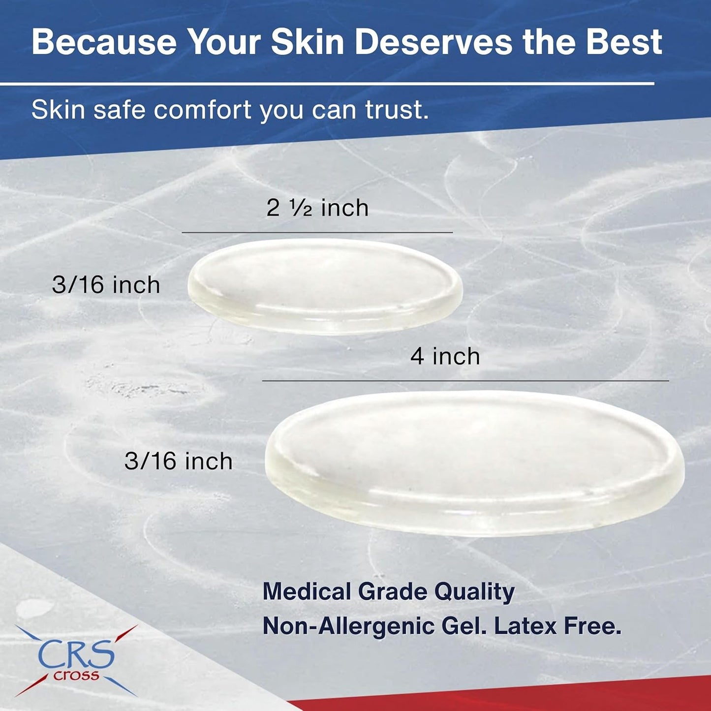 CRS Cross Gel Discs. Ankle Gel Pads. Premium Cushion and Protection for Ice Skates, Hockey, Roller Skating, Inline, Hiking, Riding, and Ski Boots.