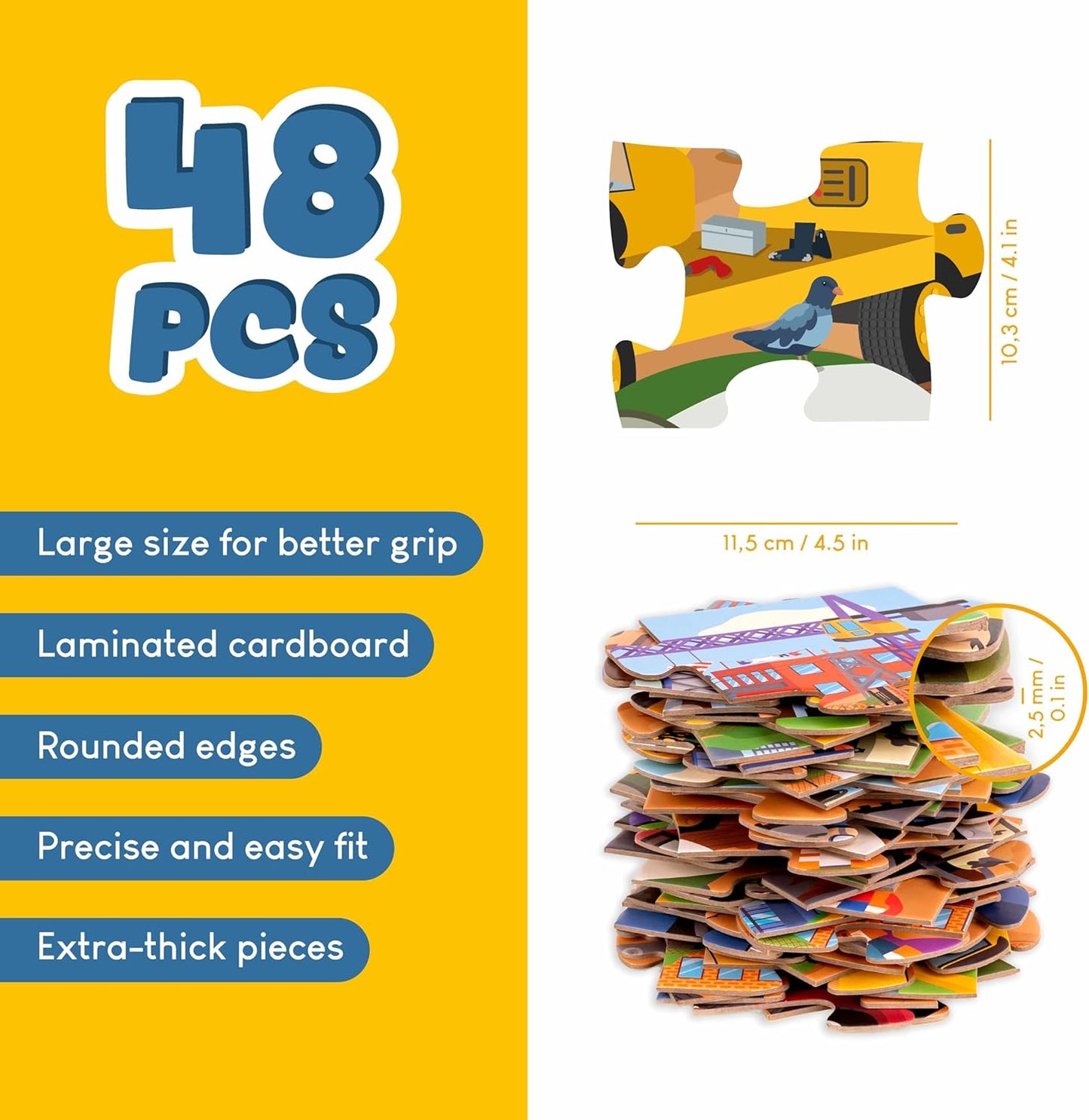 BONNYCO Giant Floor Puzzles for Kids of Jungle Animals with 48 Large Pieces. Safari Jumbo Puzzle 36.2 x 24.4 in, Gifts for Boys and Girls, Educational Kids Toys Ages 2-8