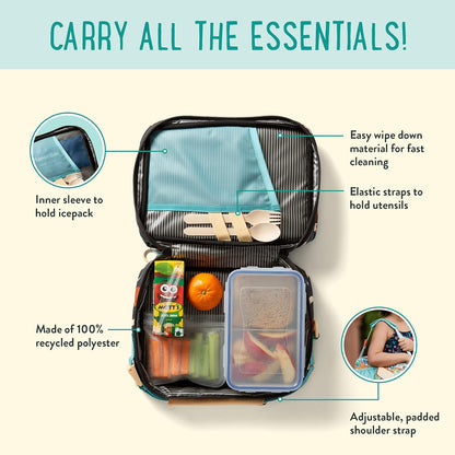 PlanetBox Rover Stainless Steel Bento Box Style Lunch Box Kit for Youth with 5 Compartments – Butterflies Edition includes Insulated Lunch Bag, Leakproof Food Containers & Matching Magnets