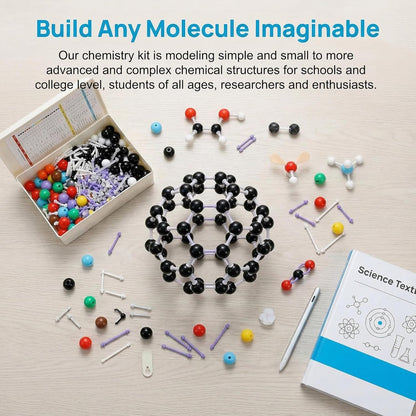 SOUJOY 444 Pcs Chemistry Molecular Model for Building Organic and Inorganic Structures, 3D Visual Science Learning Set with Atoms Bonds, Links and Short Link Remover Tool for Students, Teachers
