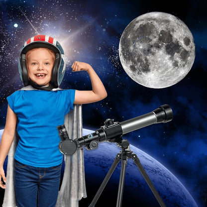 Telescope for Kids 8-12 - Beginner Astronomy Spyglass Telescopic Wish Compass,20x 30x 40x Magnification, Portable for Travel, Gift&Toy for Girls Boys Christmas
