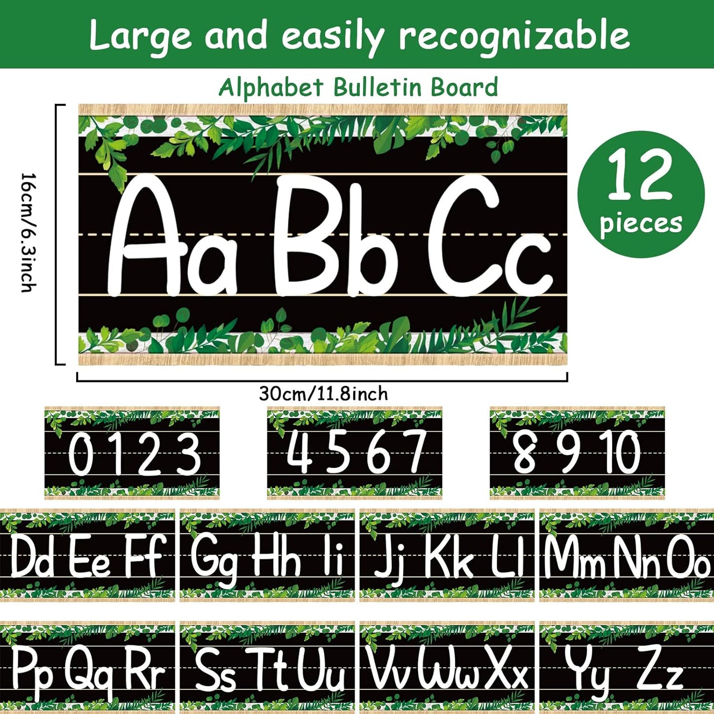 gisgfim 12 Pieces Alphabet Bulletin Board Strips Set Boho Rainbow Alphabet Line ABC Alphabet Banner & Number Border Posters for Preschool Kindergarten Classroom Playroom Bedroom (Boho)