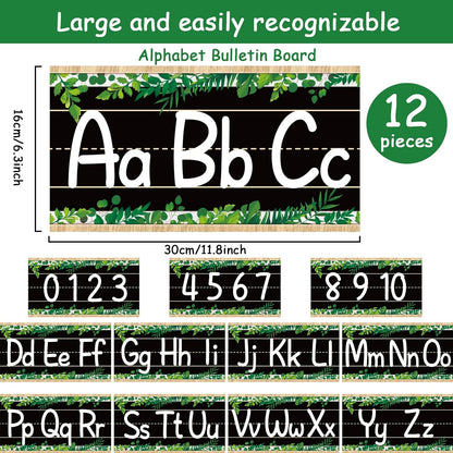 gisgfim 12 Pieces Alphabet Bulletin Board Strips Set Boho Rainbow Alphabet Line ABC Alphabet Banner & Number Border Posters for Preschool Kindergarten Classroom Playroom Bedroom (Boho)