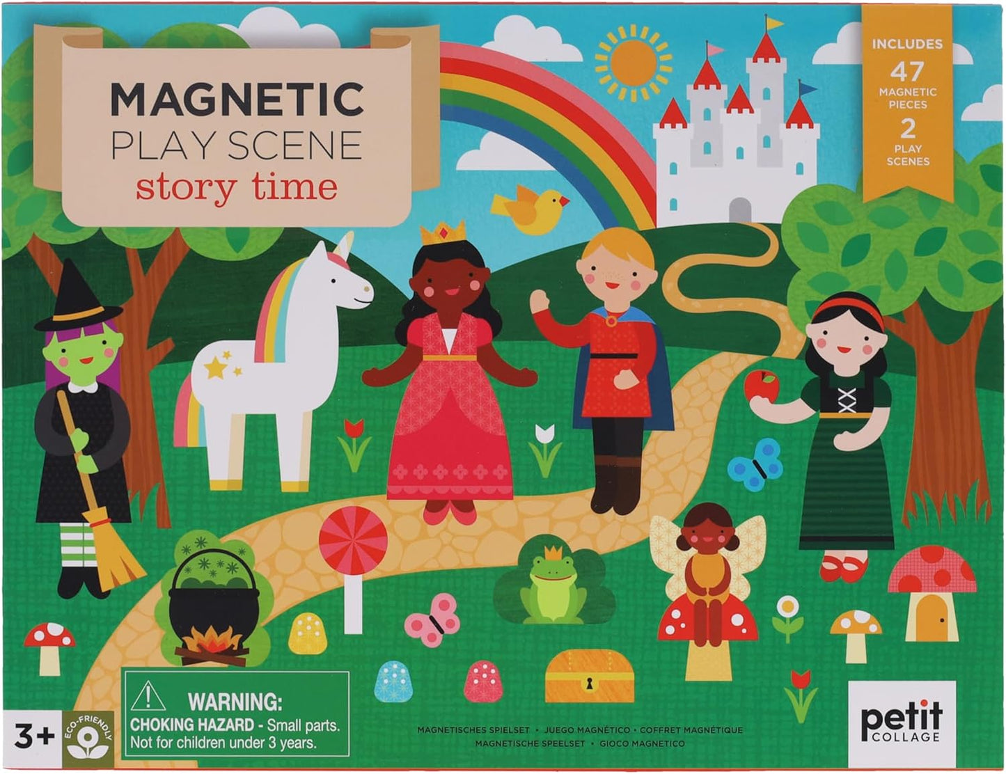 Petit Collage: Animal Friends Magnetic Game Board with Mix & Match, Ideal for Ages 3+, Includes Mag Play Scene Treehouse Party, 74 Count