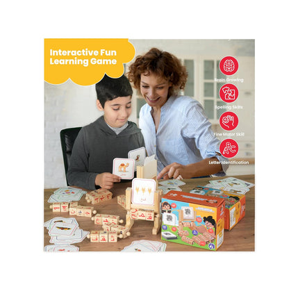 Rotating Letter Cubes Word Builder with 50x Illustrated Cards - Learn to Read Arabic, Form Words, Build Arabic Vocabulary