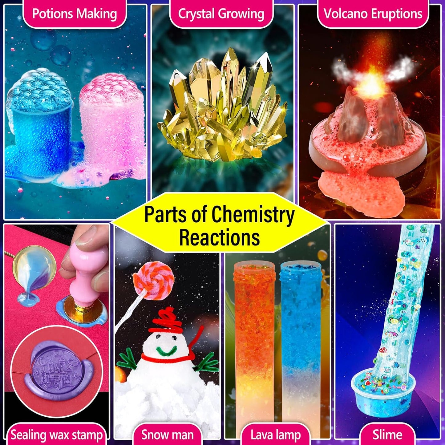 PATIFEED 110 Science Experiments Kit for Kids, Educational Science Lab Chemistry Set, Birthday Toys Gifts for Boys Girls, Volcano Eruption, Crystal