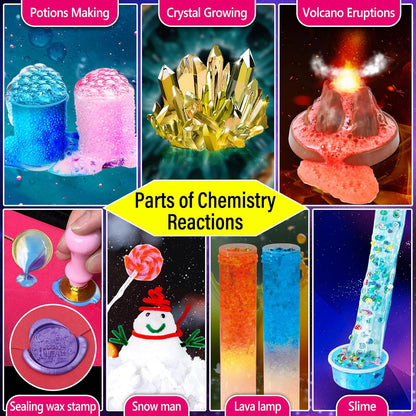 PATIFEED 110 Science Experiments Kit for Kids, Educational Science Lab Chemistry Set, Birthday Toys Gifts for Boys Girls, Volcano Eruption, Crystal