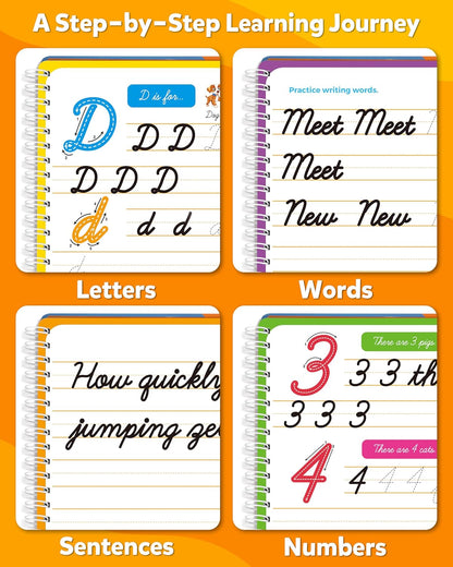 Coogam Magic Practice Copybook for Kids Age 3-12, Dry-Erase Writing Practice Book - Cursive Handwriting Aid With Alphabet Nmubers Words Sentences for Children and Beginners