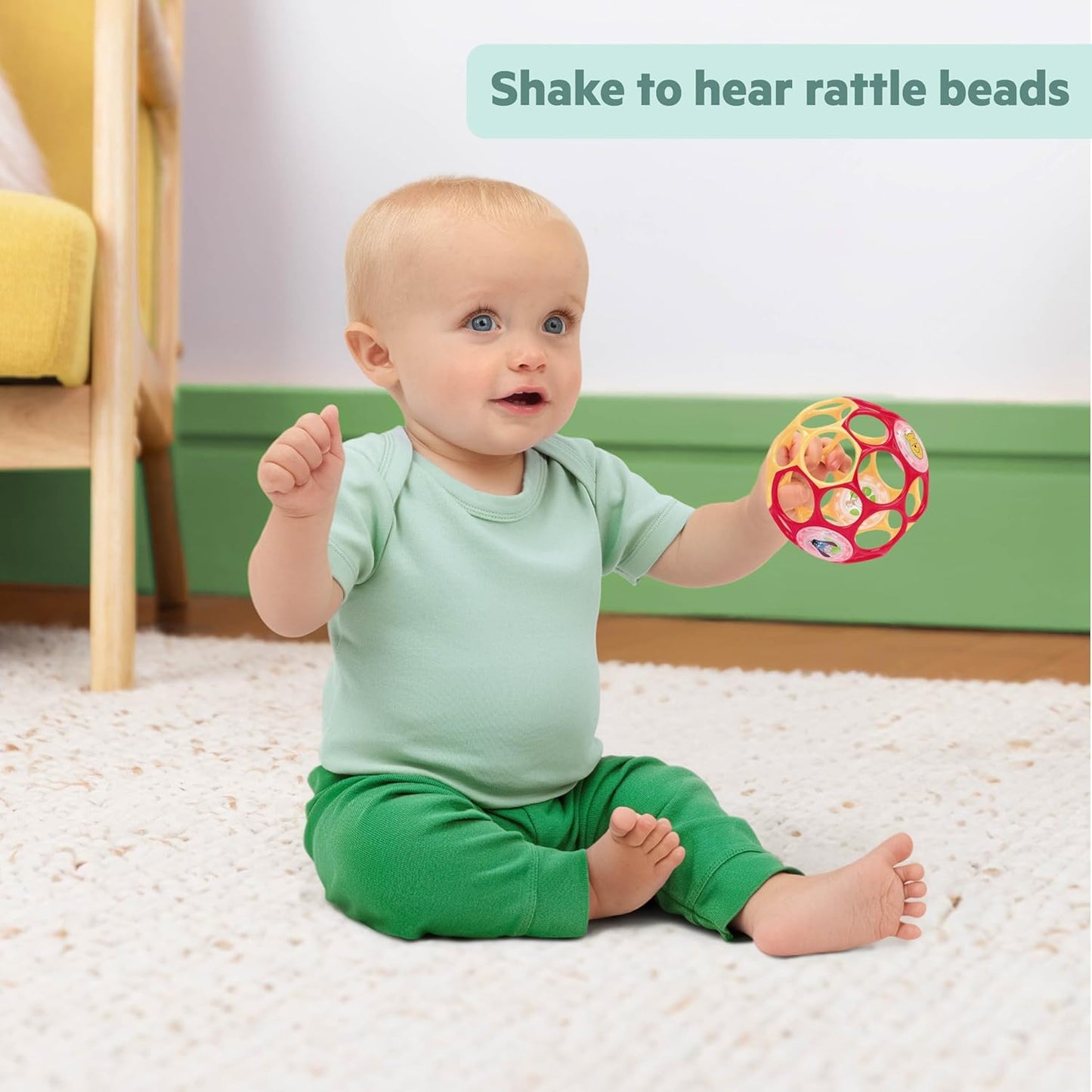Bright Starts Oball Musical Toy, Jingle & Shake Pal, BPA-Free Easy-Grasp Baby Rattle Toy, Ages Newborn+