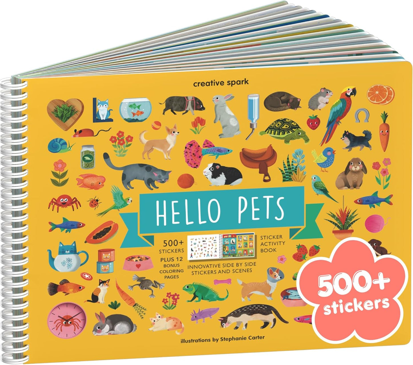 Animals Habitat 500+ Kids Sticker Book by Cupkin Toddler Airplane Travel Activity Coloring and Sticker Book, Road Trip Essentials, 12 Coloring Pages + 12 Scenes for Ages 2–8 Years - Colors A
