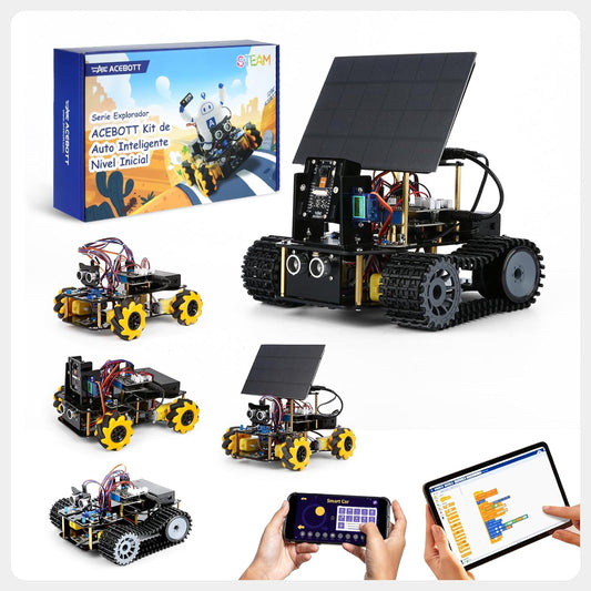 Robotics for Kids Ages 8-12, ACEBOTT Smart Robot Arm Car Kit with 5DOF, STEM Toys for Boys Age 8-12 12-16+, ESP32 Arduino/Python/Blockly Coding, App & Remote Control, STEM DIY Gift for Teens & Adults