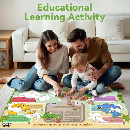 iPlay, iLearn Floor Puzzle for Kids Ages 3-5 4-6, Dinosaur Jigsaw Puzzle, 52Pcs Wooden Jumbo Dinos Animal Puzzles Game, Toddler Educational Learning Toy, Preschool Birthday Gifts for Boy Girl Child