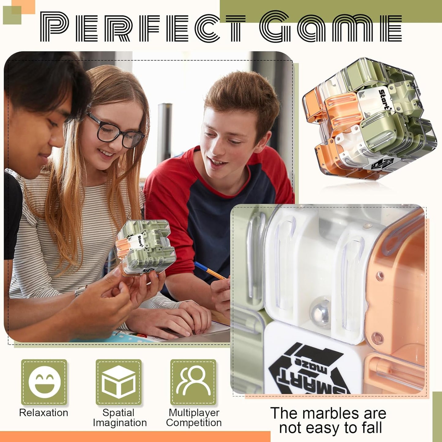 1 Sets Large Labyrinth 3D Maze Cube Puzzle Maze Game Gravity 3D Puzzle Cube Brain Teaser Ball Games for Kids Education Sensory Toys Gift for Adults (Upgrade Version,Yellow)