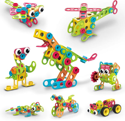 PicassoTiles 152pc STEM Construction Toy Building Set for Kids Ages 3+ Includes Power Drill, Ratchet, Idea Book, Storage Box Educational Engineering Science Kit & Sensory Toys for Boys & Girls PTN152