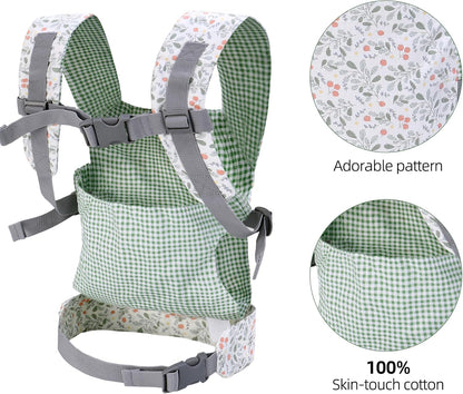 Miracle Baby Doll Carrier for Kids, Front and Back Baby Doll Accessories Backpack Kid Toddlers Play Toy Baby Carriers with Adjustable Straps for Little Girls