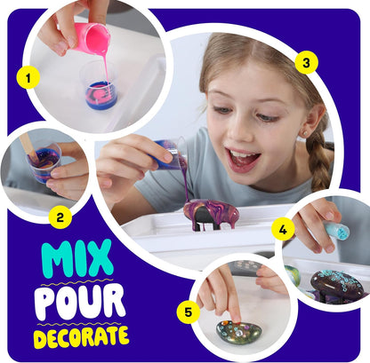 Dan&Darci Paint Pouring Rocks for Kids - Rock Painting Kit - Arts and Crafts for Kid Ages 8-12 - Craft for Girls 6 7 8 Year Old Girl - Birthday Christmas Gifts for Boys - Art Kits - Toys for Age 6-7