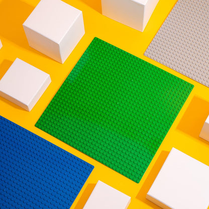 Apostrophe Games Island Building Block Base Plates Compatible with All Major Brands - 3 Pack Beach - 2 Straight & 1 Center Grass add-on to Expand Your Island - 10-1/16" x 10-1/16"Inches