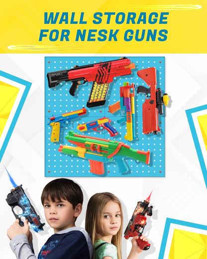Skywin Wooden Pegboard for Nerf Gun Storage, Nerf Gun Wall Mount Eagle Shape, Compatible with All Blasters, Rack for Wall Organization - Birthday Gift for Kids (Orange)
